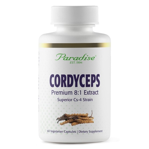 [BRSWIY3QB4MQ4DYV] Paradise Herbs Cordyceps CS-4 Extract, Super Potent, Ultra Pure, Vegan Antioxidant, Non GMO, Gluten Free, 60 Vegetarian Capsules