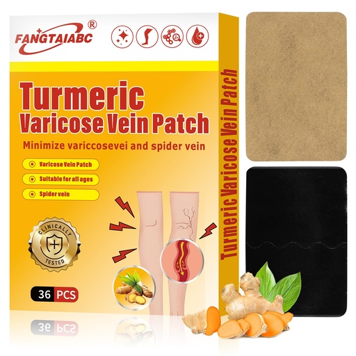 [BRSRGBQBB4GQKC3A] 36PCS Varicose Veins Patch(Turmeric)–Varicose Veins Patch for Legs-Natural Spider Vein Relief, Enhance Capillary Health & Improve Blood Circulation