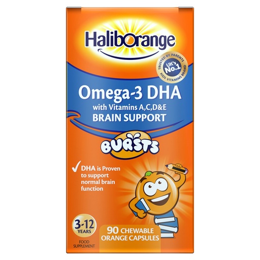 [BRSWIYQCCZYGOFQZ] Haliborange Kids Omega-3 with Vitamins 90 Orange Chewable Fruit Burst Capsules