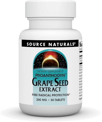 [BRSWIYQPO4JQEH3Y] Source Naturals Grape Seed Extract, Proanthodyn 200 mg Antioxidant Protection & Supports Healthy Aging Brain - 30 Tablets