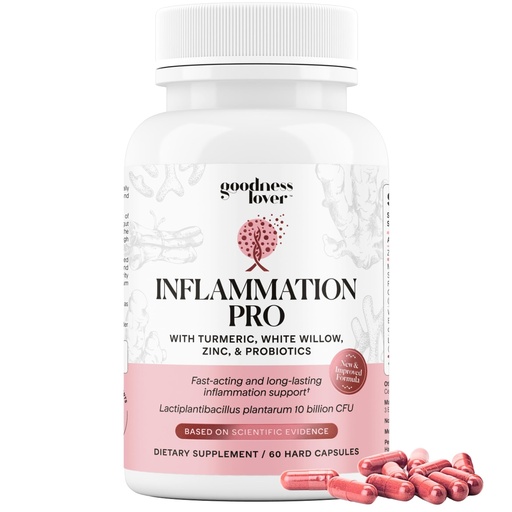 [BRSREAD6BEHGMGQ3] Goodness Lover Inflammation Pro, with 10 Billion CFU for Digestive Support, Curcumin, White Willow bark Extract, Zero fillers, Vegan, 30 Servings