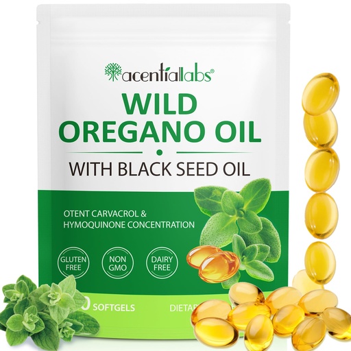 [BRSREFA5AV6QKEIZ] Oil of Oregano Softgel, Oil of Oregano with Black Seed Oil, Oregano Oils Capsules with High Carvacrol & Thymoquinone for Immune Support, Oregano Oils Capsule Supplement, 120 Softgels
