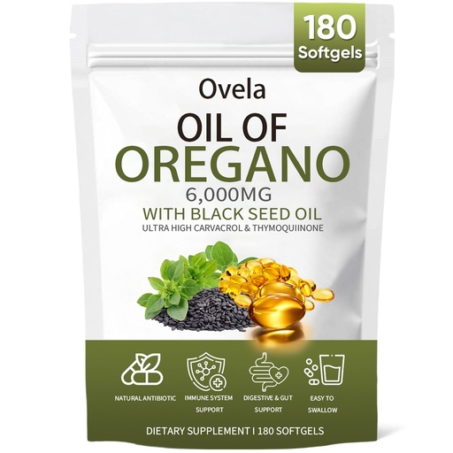 [BRSREBDRCJ4AYF37] Ovela Oil of Oregano with Black Seed Oil, Oil of Oregano Softgels, Pure & Natural Supplement, Immune Support | Improving Gut Health | Boosts Energy, Non-GMO, Gluten Free (1)