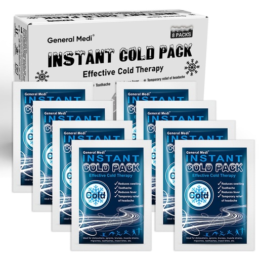 [BRSROZQHCR5RODL3] General Medi Instant Ice Cold Pack (4”x 5.5”) – 8 Packs Disposable Cold Therapy Ice Packs for Pain Relief, Swelling, Inflammation, Sprains, Toothache – for Athletes & Outdoor Activities