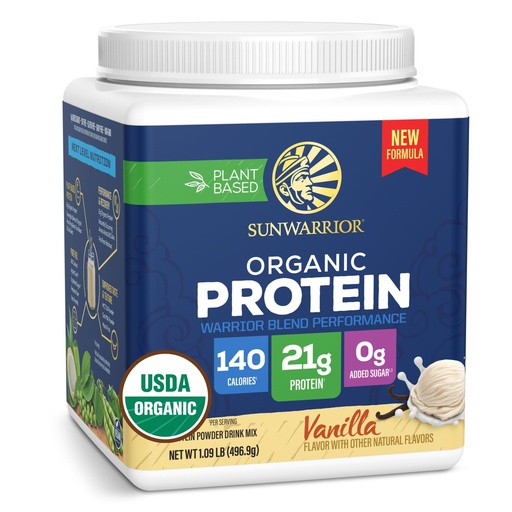 [BRSREFQDPICAEAAV] Sunwarrior Organic Vanilla Warrior Blend Performance Protein, 17.44 OZ
