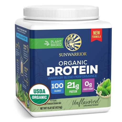 [BRSREFQBOF5QOCI4] Sunwarrior Organic Unflavored Warrior Blend Performance Protein, 15.07 OZ
