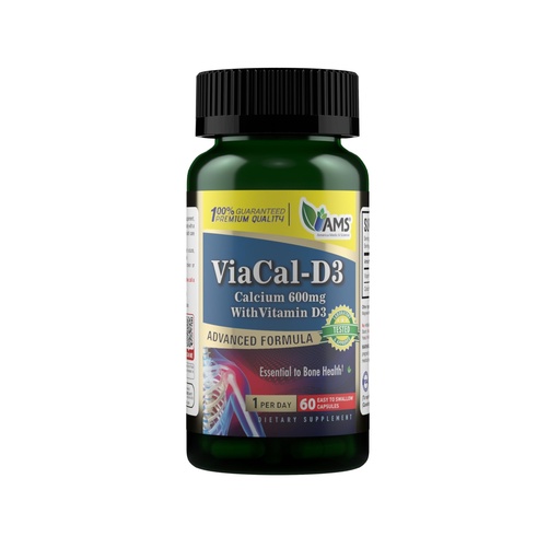 [BRSRAY36CUMQI3DA] America Medic & Science ViaCal-D3 – Calcium 600mg with Vitamin D3 – Supports Bone Strength, Muscle Function & Mobility – Helps Maintain Healthy Calcium Levels for Overall Wellness – 60 Capsules