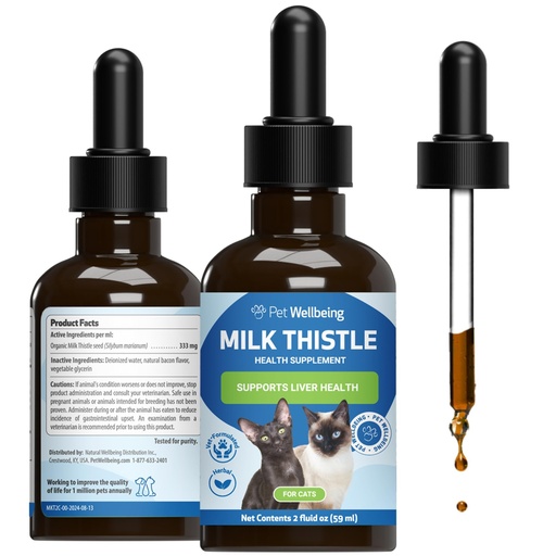 [BRSWKHD6CUJRU2L5] Pet Wellbeing Milk Thistle for Cats - Organic Herb, Milk Thistle Liver Detox Support, Antioxidants - NASC Certified & Vet-Formulated - 2 oz Liquid