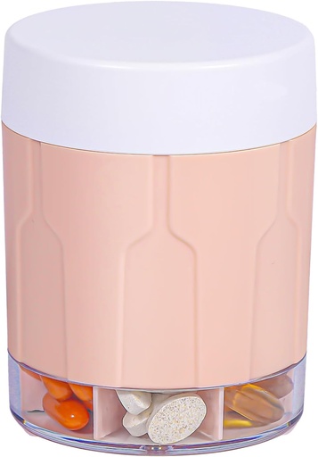 [BRSROBAROYPBA23K] Betife Extra Large Supplement Organizer,Weekly Pill Organizer Bottle, Daily Pill Dispenser with 7 Large Compartments, Organizer to Hold 7 Day Vitamin Medication,21 Labels and a Cleaning Brush（Pink）