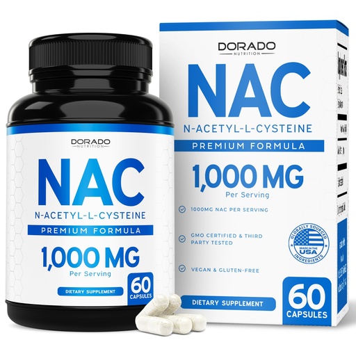 [BRSRABDYB4CGKFAZ] NAC Supplement (60 Capsules, 1000mg Per Serving) Premium NAC Supplement N-Acetyl Cysteine Capsules for Men and Women for Immune Support - Vegan Safe, Third Party Tested - Non GMO & USA Made