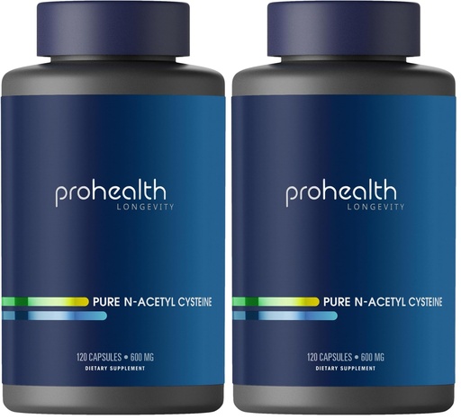 [BRSREAL3PMPQ43DA] ProHealth Pure NAC – N-Acetyl Cysteine – Liver and Immune Support, Antioxidant and Glutathione Boost, Cellular Health | 600 mg per Capsule | 120 Servings | Third-Party Tested (Pack of 2)