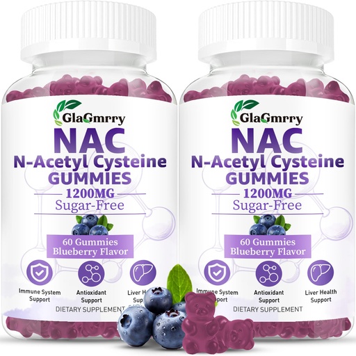 [BRSRE2YFPICAIA3G] 2 Pack N-Acetyl Cysteine Gummies for Kids & Adults, N-Acetyl Cysteine Supplement with Selenium Zinc Vitamin C & E for Liver Health, Antioxidant, Immune System, 120 Count, Sugar Free