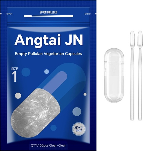 [BRSROFQZDECQGE3V] Empty Capsules Size 1 - Clear Fillable Vegetarian Capsules(100 Count) Size 1 Empty Pullulan Capsules with Two Micro Lab Spoons,- Veggie Capsules Empty Caps for DIY Your Own Supplements
