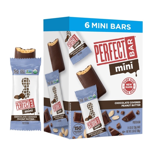 [BRSW2BI5PMMAYFDV] Perfect Bar Mini Gluten-Free Chocolate Covered Peanut Butter Protein Bar, 6 count, 1.05 oz