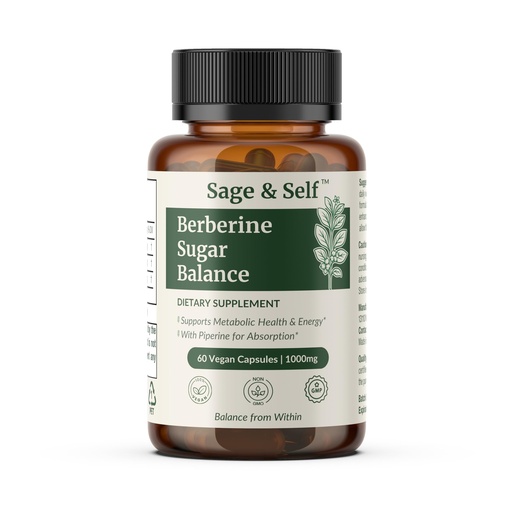 [BRSREEAOAB4BOD3D] Sage & Self Berberine Sugar Balance – Berberine HCL with Ceylon Cinnamon & Black Pepper – 1000 mg Per Serving – Vegan Herbal Supplement (60 Capsules)