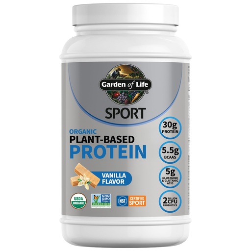 [BRSWKHD6A4ORAYAV] Garden of Life Organic Vegan Protein Powder with Probiotics, BCAAs, NSF Certified, Gluten Free & Sport, Non GMO, Sport Protein Powder, 19 Servings, Vanilla