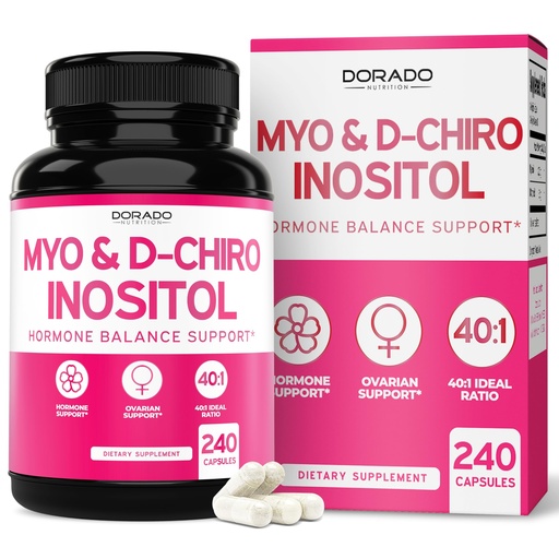[BRSREBQDAQCAOFLZ] Myo-Inositol & D-Chiro Inositol Supplement For Women (240 Capsules, 2050mg Per Serving Ideal 40:1 Ratio Myo Inositol) Hormone Balance for Women - Third Party Tested, Vegan Safe & USA Made - 240 Count