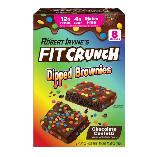 [BRSREFA5B4NAYE3F] FITCRUNCH Dipped Protein Brownies, 12g of Protein & 4g of Sugar (8 Brownies, Confetti)