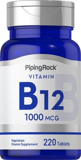 [BRSRMFQZAEIQ233L] Piping Rock Vitamin B12 1000 mcg | 220 Tablets | as Cyanocobalamin | Vegetarian, Non-GMO, Gluten Free Supplement