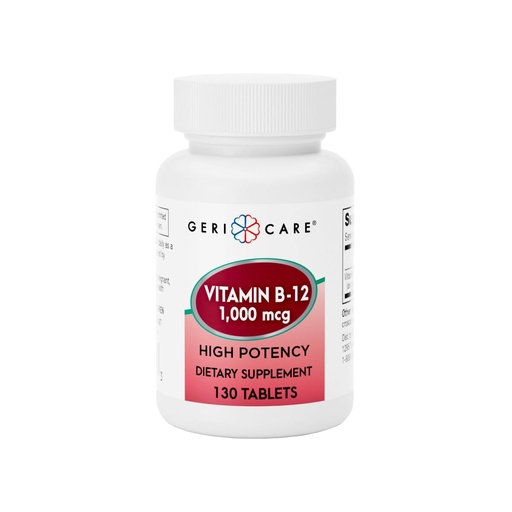 [BRSREZA7BYMQKDYY] GeriCare Vitamin B-12 1000mcg High Potency Tablets, Premium Dietary Supplement for Boosting Energy, Supporting Brain Health, and Maintaining a Healthy Nervous System 130 Count (Pack of 1)
