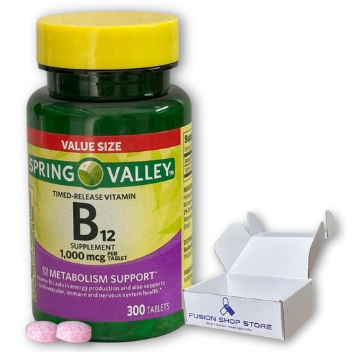 [BRSROFTRAAPAA2TZ] B12 1000 mcg- Methylcobalamin Timed Release 300 Tablets (Pack of 1), Boxed by Fusion Shop Store