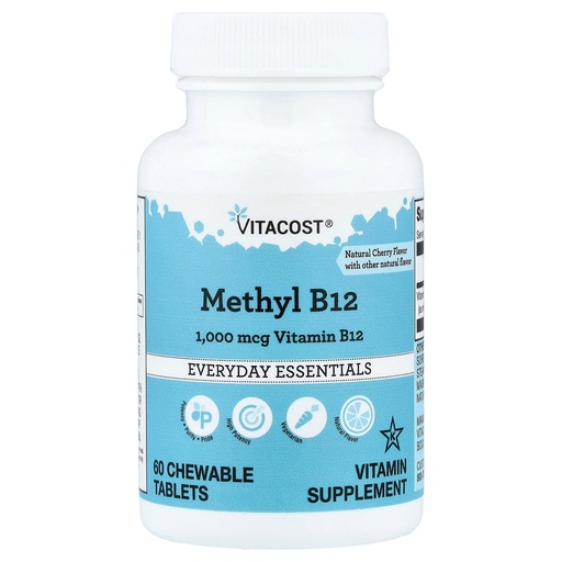 [BRSWIFDYOEJWMH3G] Vitacost Methyl B12, Natural Cherry, 1,000 mcg, 60 Chewable Tablets