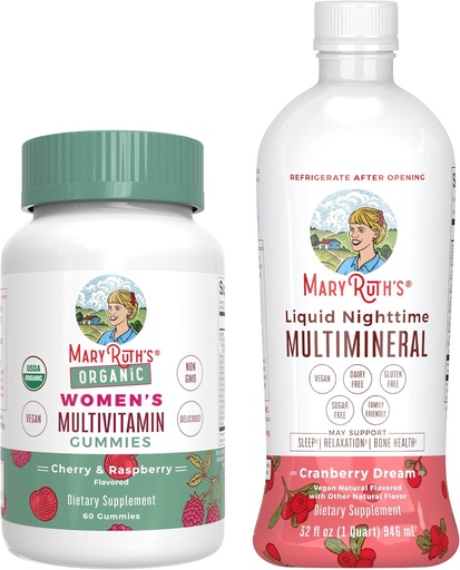 [BRSRACT3BB5A4HTV] MaryRuthin monivitamiiniasetukset naisille (Cherry & Raspberry) & Liquid Nighttime Multimineral (Cranberry) 