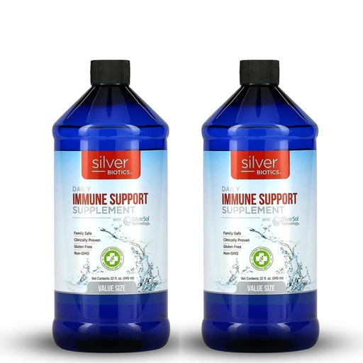 [BRSWIB3ZBBYB42LA] Silver Biotics Colloidal Nano SilverSol Ag₄O₄ 10 PPM Immune Support | Bio-Hacking Immune Building Natural Support | 32 Fl Oz (Pack of 2)