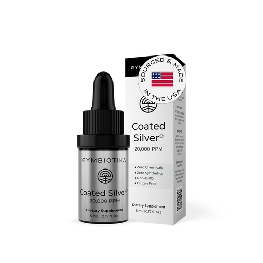 [BRSWYZQZAUHBADTD] CYMBIOTIKA Colloidal Silver Liquid Supplement with Coated Silver, 20,000 PPM Mineral Concentrate, Immune Support Supplement for Adults, Easy to Use, 5 ml