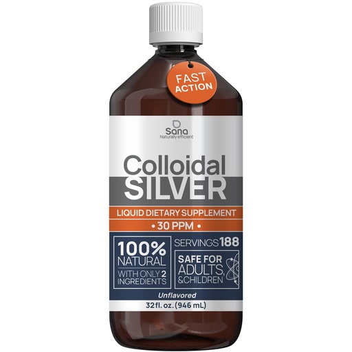 [BRSRMAIPCMFB4ETZ] Colloidal Silver Liquid 32 fl oz 30 PPM - Bioactive Hydrosol Silver Water - Natural Immune Support Nano Sol Supplement Solution - Ionic Minerals - Organic Structured Silver