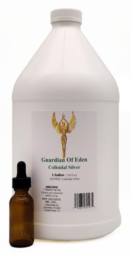 [BRSRGAALCEFAM2YV] Colloidal Silver, 120 PPM, Liquid, 1 Gallon (128 fl oz), with Dropper Bottle