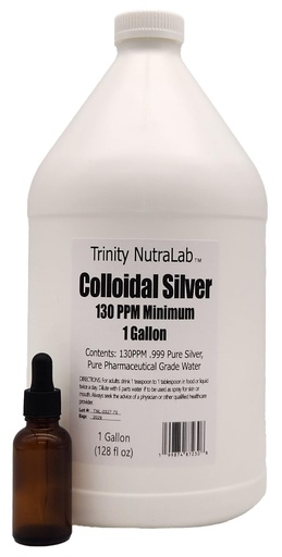 [BRSRGAAKBUBBGDLJ] Colloidal Silver, 130 PPM, Liquid, 1 Gallon (128 fl oz), with Dropper