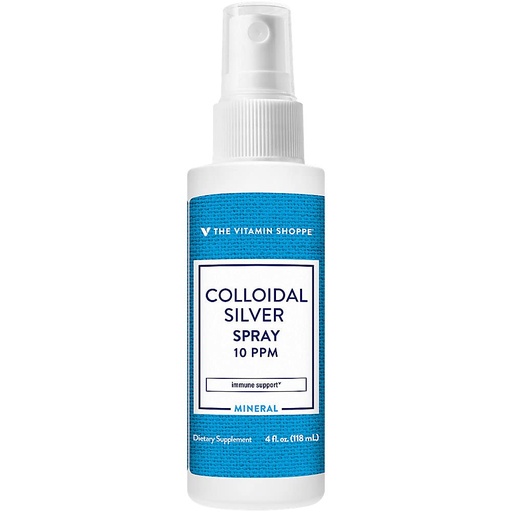 [BRSWYHA5AB6QYG3B] The Vitamin Shoppe Colloidal Silver Spray 10 PPM - Immune System Support | Nano Silver Particles | 4 oz Spray Bottle | 99.99% Pure