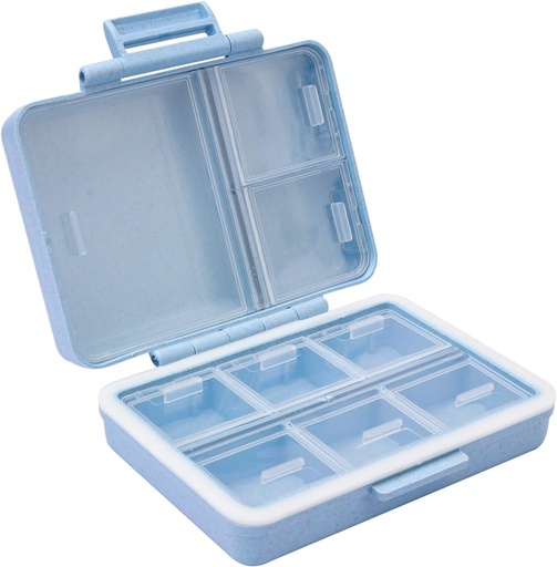 [BRSRMZQNA57RS33G] Travel Pill Organizer Case Pocket Container, 9 Compartments Daily Pill Case for Vitamin/Fish Oil/Supplements Holder Container Blue