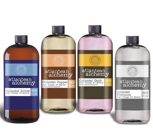 [BRSROATYCMIQEYAU] Colloidal Silver, Copper, Gold & Platinum Bundle 60PPM (36.5oz Bottles)