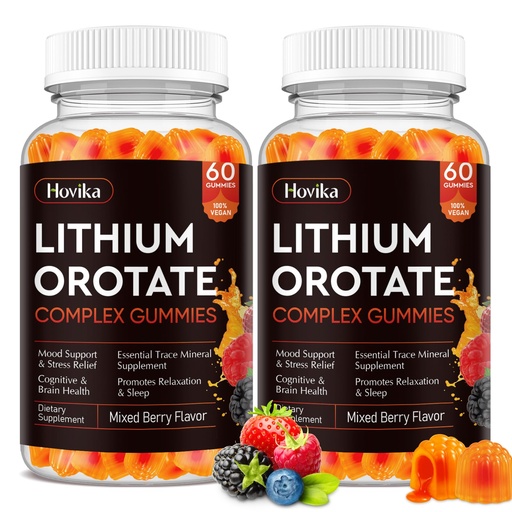 [BRSRGYIPBUCGY3DJ] Lithium Orotate 5mg 10mg Gummies Lithium Supplements with Vitamin B, Magnesium & Selenium for Mood Support, Stress Relief, Brain Health, Non-GMO, Vegan, Gluten Free - Mixed Berry Flavor, 120 Gummies