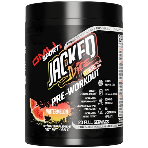 [BRSROAQYBYBBGFYU] GMU SPORT Jacked Juice Pre Workout | Explosive Energy, Focus & Muscle Pumps | 8g Citrulline Malate, 3g Creatine, Beta Alanine, Alpha-GPC | 250mg Caffeine | 40 Servings Watermelon
