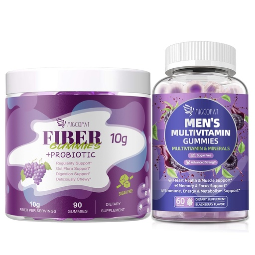 [BRSREZIYCV7W2GQ7] Migcopat Men's Health Bundle: Fiber Gummies + Multivitamin Gummies for Digestive & Overall Wellness