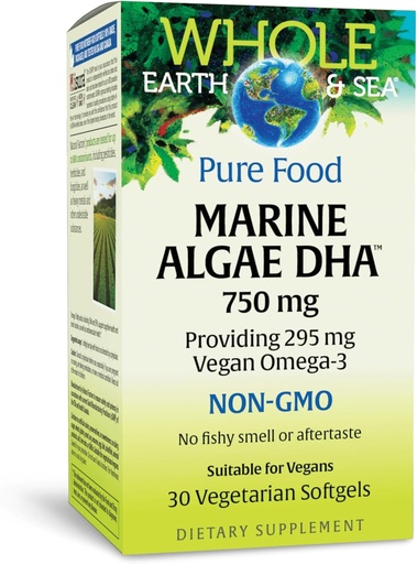 [BRSWGAYZOENG2EY6] Natuurlijke factoren Whole Earth & Sea, Marine DHA Omega-3, 30 Vegetarische Softgels