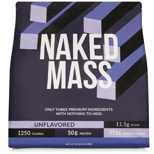 [BRSRAGD7AUHWKHT2] NAKED Mass - Natural Weight Gainer Protein Powder - 12LB Bulk, NSF Certified, GMO Free, Gluten Free & Soy Free. No Artificial Ingredients - 1,250 Calories per Serving
