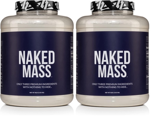 [BRSRGGT3BV7Q4E3J] NAKED Mass - Natural Weight Gainer Protein Powder - 8 LB Bulk, GMO Free, Gluten Free & Soy Free. No Artificial Ingredients - 1,250 Calories per Serving (Pack of 2)