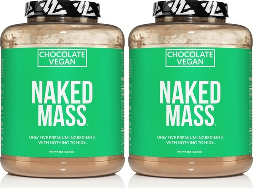 [BRSRGGT3C4OQAF3J] NAKED Vegan Mass - Chocolate Vegan Weight Gainer - 1,280 Calories, Non-GMO, Soy & Gluten Free, No Artificial Ingredients - 8LB Bulk - 11 Servings (Pack of 2)