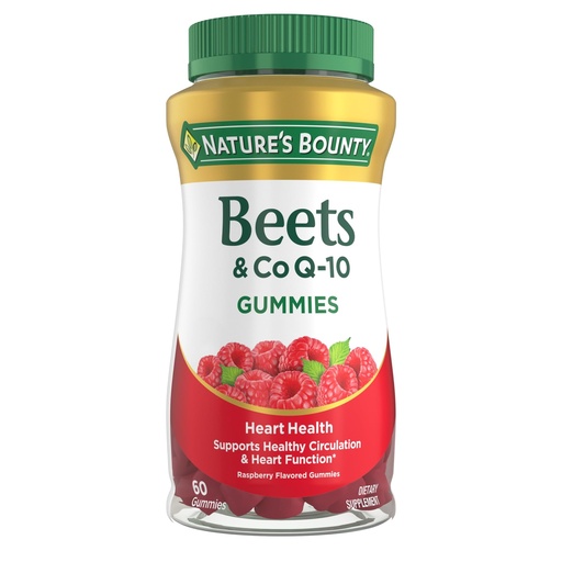 [BRSRACTRBB6B6HTH] Nature’s Bounty Beets & Co Q-10 Gummies for Heart Health, Coenzyme Q10, Beet Root Extract, Supports Healthy Circulation and Heart Function, Cellular Energy Production, Raspberry Flavor, 60 Gummies