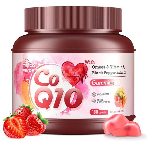 [BRSREA3YDENRUCIY] (180 Count) CoQ10 Gummies 300mg Sugar-Free | High Absorption Coenzyme Q10 Supplements with Omega-3, Vitamin E & Black Pepper | Heart, Fertility & Energy | 6 Month Supply, Strawberry Flavor