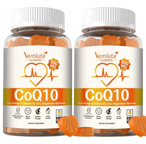 [BRSREHADAQHWMHL7] 2 Packs 600MG CoQ10 Gummies - 3X Better Absorption Coenzyme Q10 (Ubiquinone) Gummies for Adults, Co Q10 Supplement Plus Omega-3, Magnesium, Vitamin B3 & Zinc,Energy, Brain＆ Heart Support,120 Counts