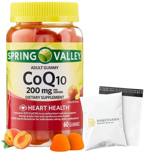 [BRSRE2YTCICWCYAZ] Spring Valley Coq10 200mg Gummies- Coenzyme Supplement for Adults 60 ct (Pack of 1), Set by Basket Goods