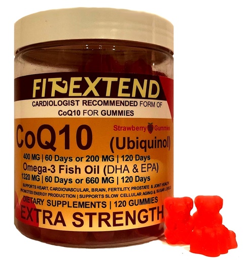 [BRSRAA33BUHROEY2] Coq10 400 mg Omega 3 Fish Oil Gummies 1320 mg 60 Days 120 Count Ubiquinol Strawberry Sugar Free High Absorption Coenzyme Q10 Supports Anti-Aging Cell Energy Antioxidant