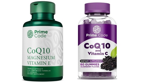 [BRSRAFIPPIBGY2A6] Prime Code CoQ10 250mg with Magnesium Glycinate and Vitamin E, CoQ10 200mg & Vitamin C 250mg Gummies
