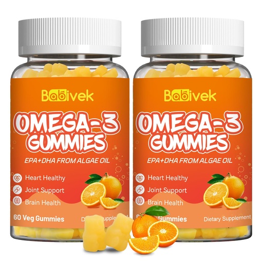 [BRSREHA3OQPRM3LZ] 2 Pack Omega-3 Gummies Vegan 1200mg, EPA and DHA Omega-3 Fatty Acids with Folate, Vitamin A, Vitamins C & E, High Potency Omega 3 Supplements for Immune Support, 120 Count