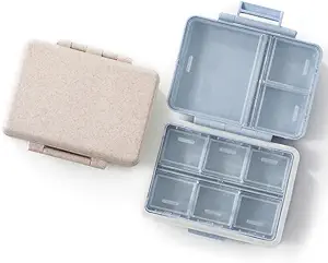[BRSROFLQAEPGGHLG] 2 Pack 9 Compartments Travel Pill Organizer Box Moisture Proof Small Pill Case for Pocket Purse Daily Pill Holder Container for Medicine Vitami